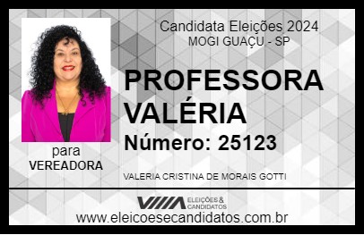 Candidato PROFESSORA VALÉRIA 2024 - MOGI GUAÇU - Eleições