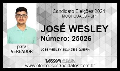 Candidato JOSÉ WESLEY 2024 - MOGI GUAÇU - Eleições