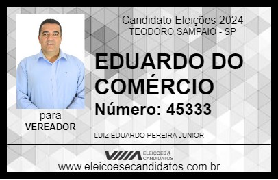 Candidato EDUARDO DO COMÉRCIO 2024 - TEODORO SAMPAIO - Eleições