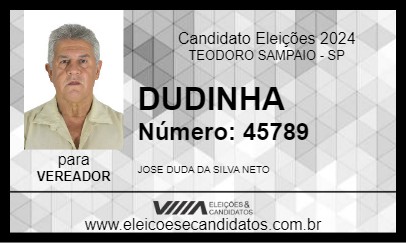 Candidato DUDINHA 2024 - TEODORO SAMPAIO - Eleições