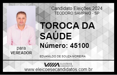 Candidato TOROCA DA SAÚDE 2024 - TEODORO SAMPAIO - Eleições