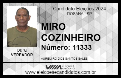 Candidato MIRO COZINHEIRO 2024 - ROSANA - Eleições