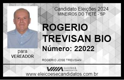 Candidato ROGERIO TREVISAN BIO 2024 - MINEIROS DO TIETÊ - Eleições