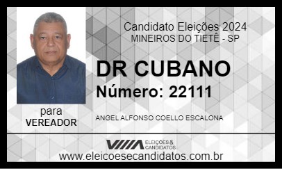 Candidato DR CUBANO 2024 - MINEIROS DO TIETÊ - Eleições