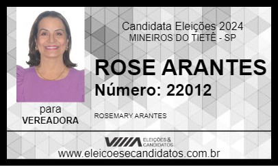 Candidato ROSE ARANTES 2024 - MINEIROS DO TIETÊ - Eleições