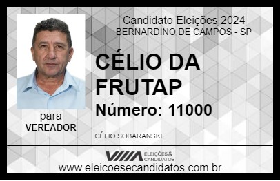 Candidato CÉLIO DA FRUTAP 2024 - BERNARDINO DE CAMPOS - Eleições