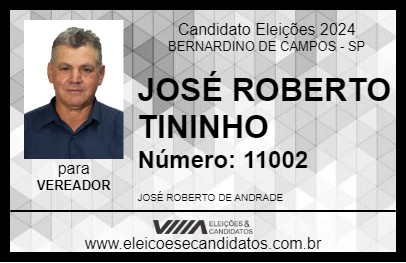 Candidato JOSÉ ROBERTO TININHO 2024 - BERNARDINO DE CAMPOS - Eleições