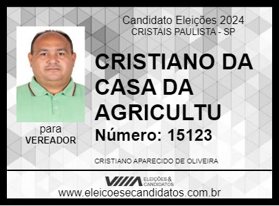 Candidato CRISTIANO DA CASA DA AGRICULTU 2024 - CRISTAIS PAULISTA - Eleições