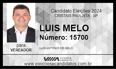 Candidato LUIS MELO 2024 - CRISTAIS PAULISTA - Eleições