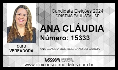 Candidato ANA CLÁUDIA 2024 - CRISTAIS PAULISTA - Eleições