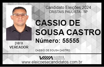 Candidato CASSIO DE SOUSA CASTRO 2024 - CRISTAIS PAULISTA - Eleições