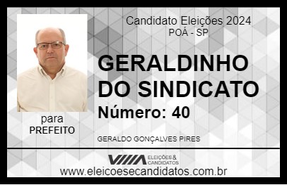 Candidato GERALDINHO DO SINDICATO 2024 - POÁ - Eleições