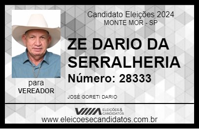 Candidato ZE DARIO DA SERRALHERIA 2024 - MONTE MOR - Eleições