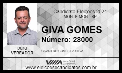 Candidato GIVA GOMES 2024 - MONTE MOR - Eleições