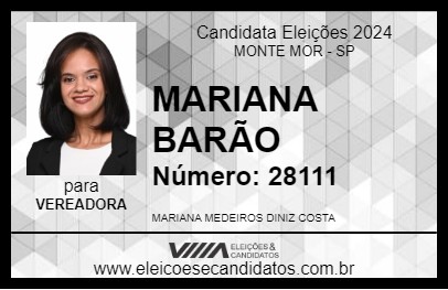 Candidato MARIANA BARÃO 2024 - MONTE MOR - Eleições