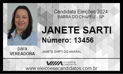 Candidato JANETE SARTI 2024 - BARRA DO CHAPÉU - Eleições