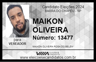 Candidato MAIKON OLIVEIRA 2024 - BARRA DO CHAPÉU - Eleições