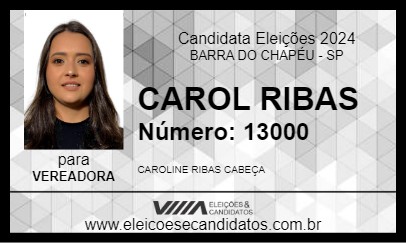 Candidato CAROL RIBAS 2024 - BARRA DO CHAPÉU - Eleições