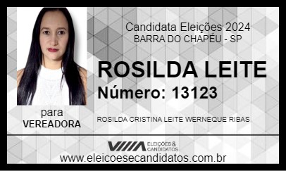 Candidato ROSILDA LEITE 2024 - BARRA DO CHAPÉU - Eleições