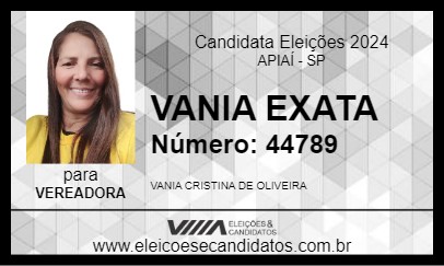 Candidato VANIA EXATA 2024 - APIAÍ - Eleições