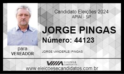 Candidato JORGE PINGAS 2024 - APIAÍ - Eleições