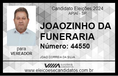 Candidato JOAOZINHO DA FUNERARIA 2024 - APIAÍ - Eleições