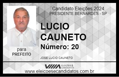 Candidato LUCIO CAUNETO 2024 - PRESIDENTE BERNARDES - Eleições