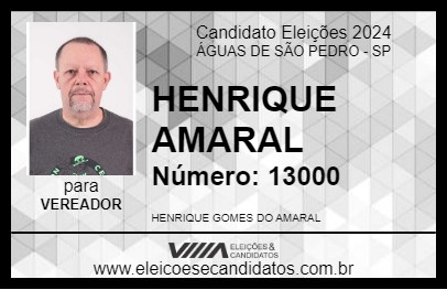 Candidato HENRIQUE AMARAL 2024 - ÁGUAS DE SÃO PEDRO - Eleições