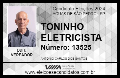 Candidato TONINHO ELETRICISTA 2024 - ÁGUAS DE SÃO PEDRO - Eleições