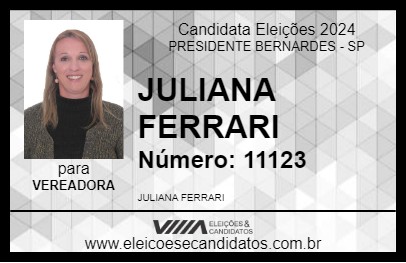 Candidato JULIANA FERRARI 2024 - PRESIDENTE BERNARDES - Eleições