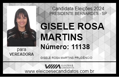 Candidato GISELE ROSA MARTINS 2024 - PRESIDENTE BERNARDES - Eleições