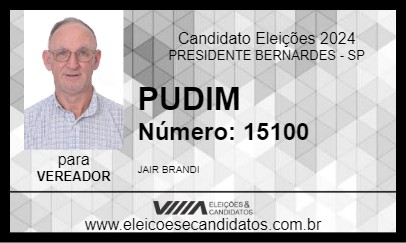 Candidato PUDIM DO TÁXI 2024 - PRESIDENTE BERNARDES - Eleições