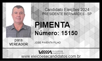 Candidato PIMENTA 2024 - PRESIDENTE BERNARDES - Eleições