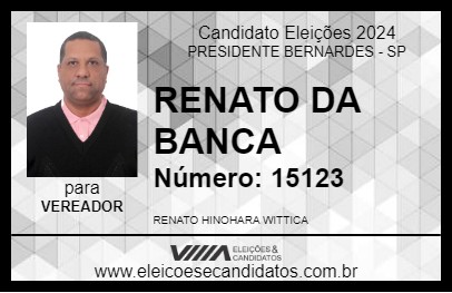 Candidato RENATO DA BANCA 2024 - PRESIDENTE BERNARDES - Eleições