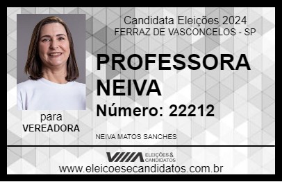 Candidato PROFESSORA NEIVA 2024 - FERRAZ DE VASCONCELOS - Eleições