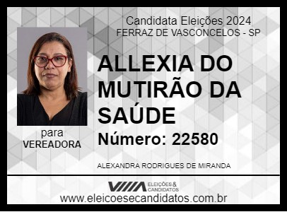 Candidato ALLEXIA DO MUTIRÃO 2024 - FERRAZ DE VASCONCELOS - Eleições