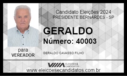 Candidato GERALDO 2024 - PRESIDENTE BERNARDES - Eleições