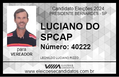 Candidato LUCIANO DO SPCAP 2024 - PRESIDENTE BERNARDES - Eleições