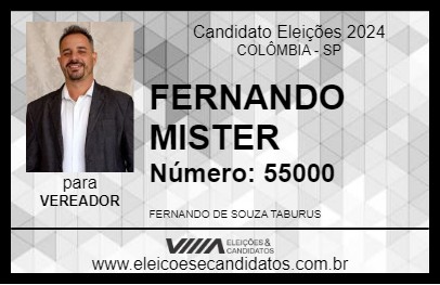 Candidato FERNANDO MISTER 2024 - COLÔMBIA - Eleições