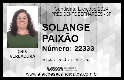 Candidato SOLANGE PAIXÃO 2024 - PRESIDENTE BERNARDES - Eleições