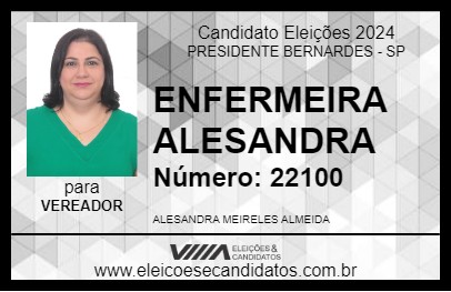 Candidato ENFERMEIRA ALESANDRA 2024 - PRESIDENTE BERNARDES - Eleições