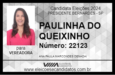 Candidato PAULINHA DO QUEIXINHO  2024 - PRESIDENTE BERNARDES - Eleições