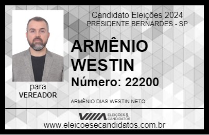 Candidato ARMÊNIO WESTIN 2024 - PRESIDENTE BERNARDES - Eleições