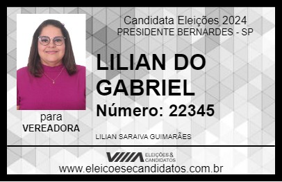 Candidato LILIAN DO GABRIEL 2024 - PRESIDENTE BERNARDES - Eleições