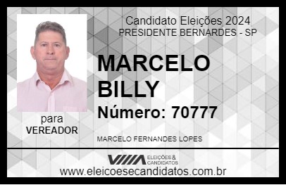 Candidato MARCELO BILLY 2024 - PRESIDENTE BERNARDES - Eleições