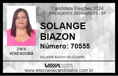 Candidato SOLANGE BIAZON 2024 - PRESIDENTE BERNARDES - Eleições