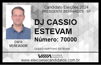 Candidato DJ CASSIO ESTEVAM 2024 - PRESIDENTE BERNARDES - Eleições