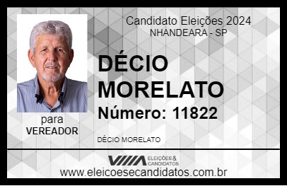 Candidato DÉCIO MORELATO 2024 - NHANDEARA - Eleições