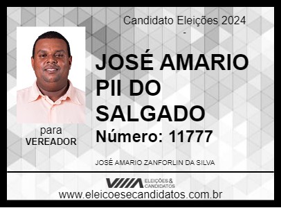 Candidato JOSÉ AMARIO PII DO SALGADO 2024 - NHANDEARA - Eleições