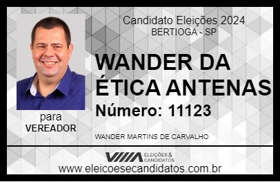 Candidato WANDER DA ÉTICA ANTENAS 2024 - BERTIOGA - Eleições